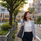 西荻窪駅から中央線・総武線で新宿の英会話教室へ通う大人女性