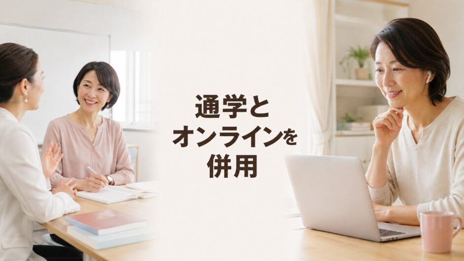 通学型英会話教室とオンライン英会話を併用する大人初心者