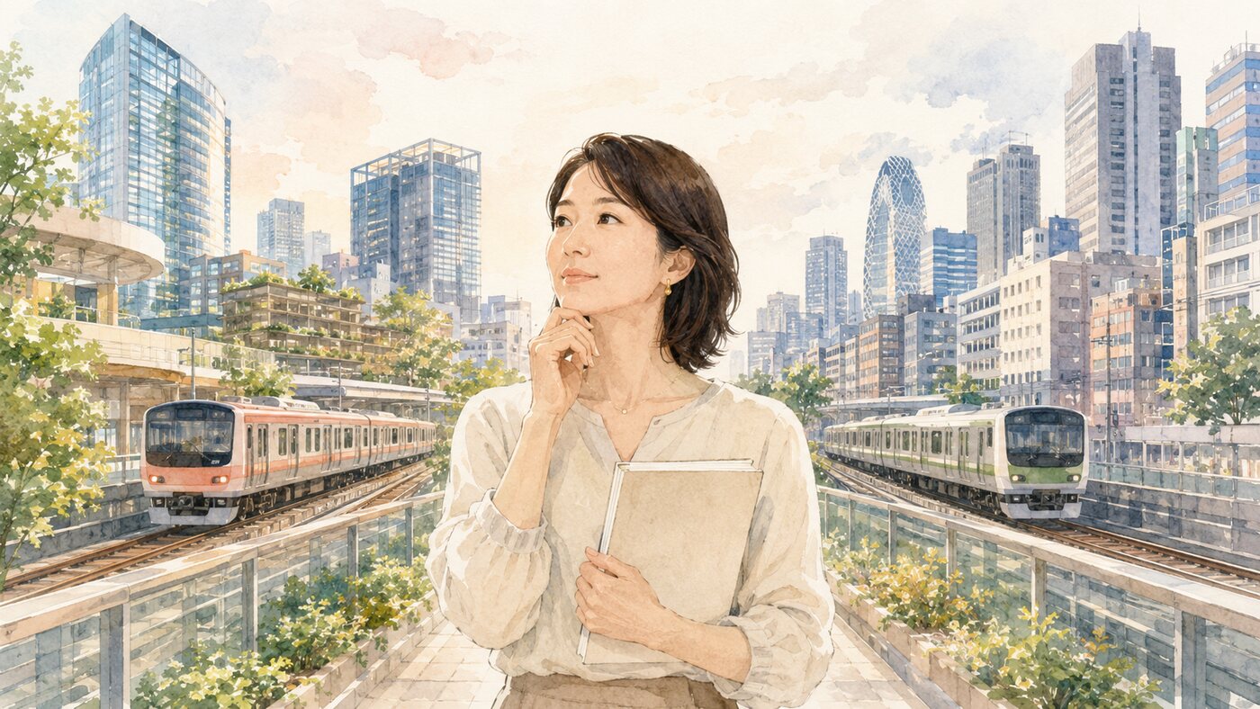 大崎から渋谷・新宿への通学動線を比較する大人女性