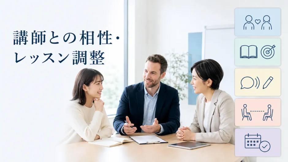 英会話講師との相性やレッスン調整について相談する大人の女性