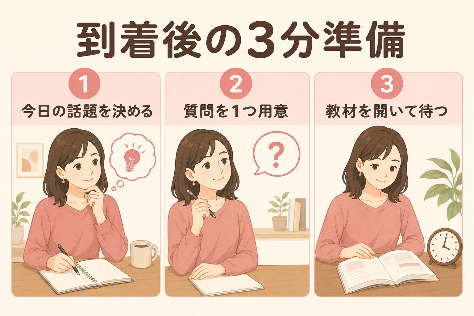 英会話教室へ到着した後の3分準備