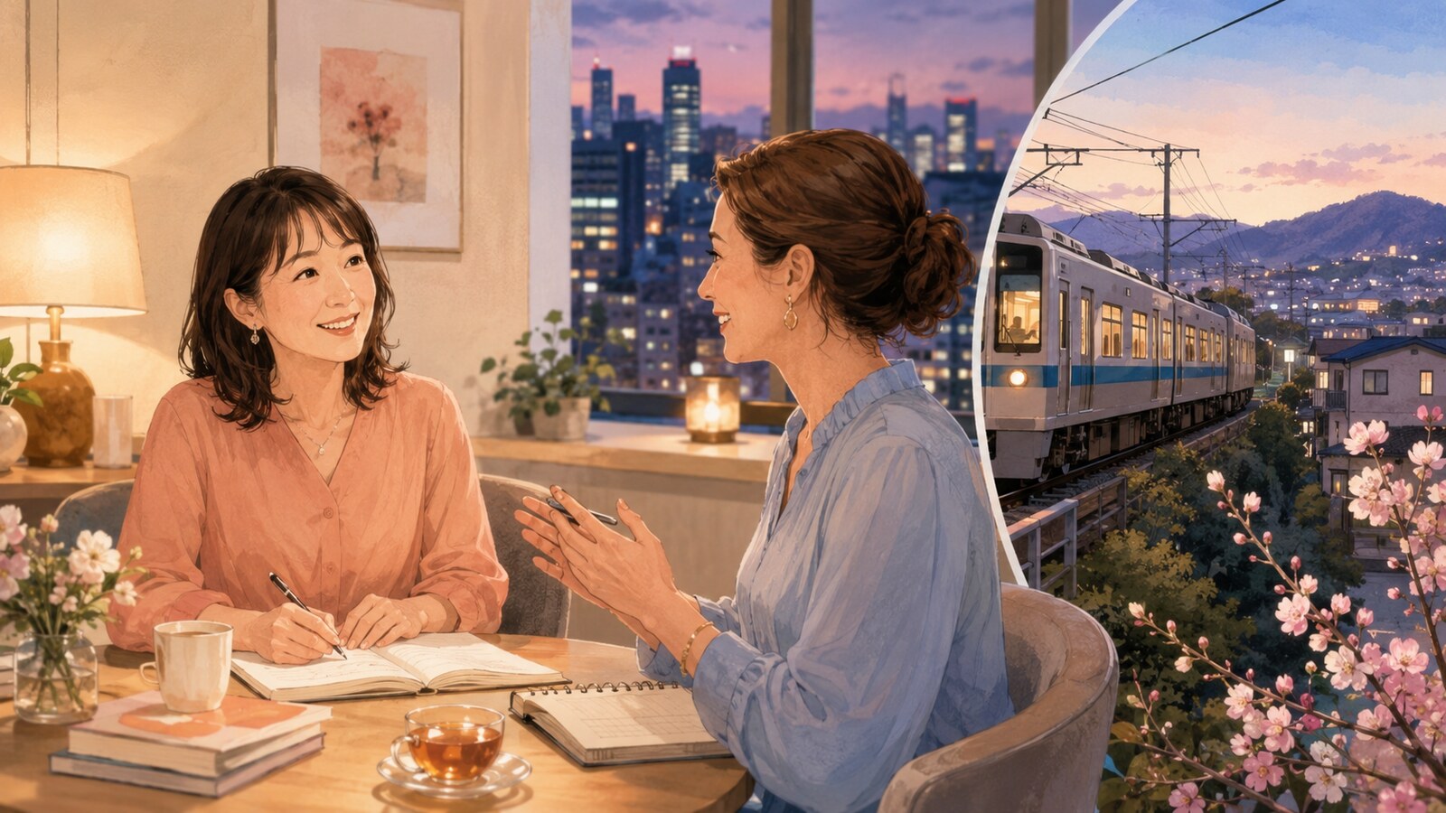 新宿でマンツーマン英会話を受け小田急線で梅ヶ丘へ帰る大人女性
