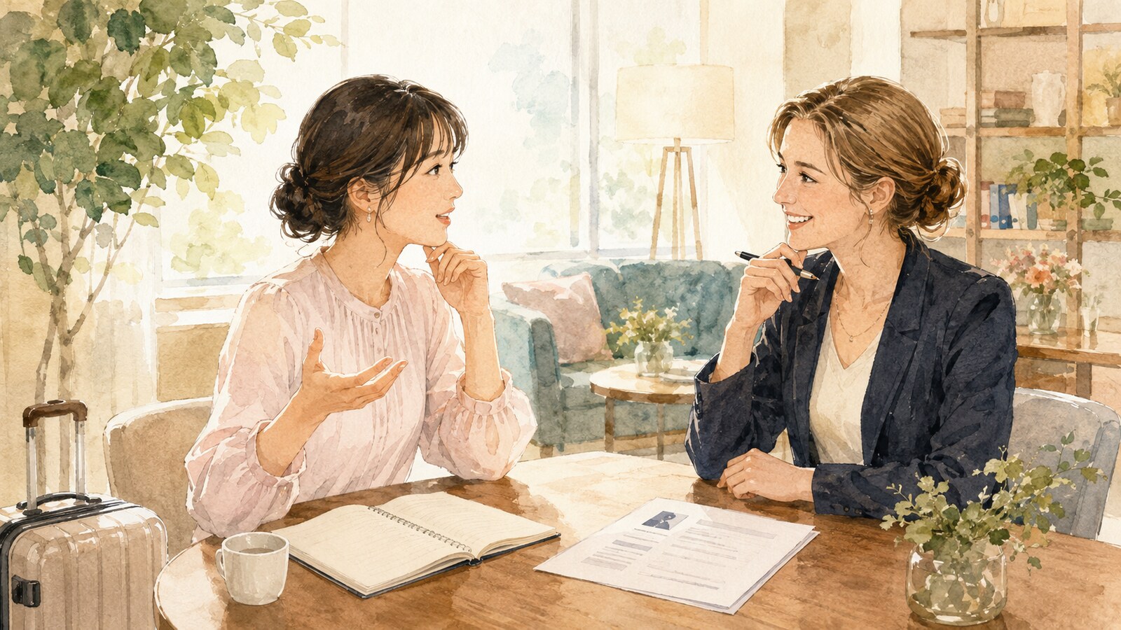 ワーホリ前に外国人女性講師と面接や生活英語をマンツーマンで練習する日本人女性